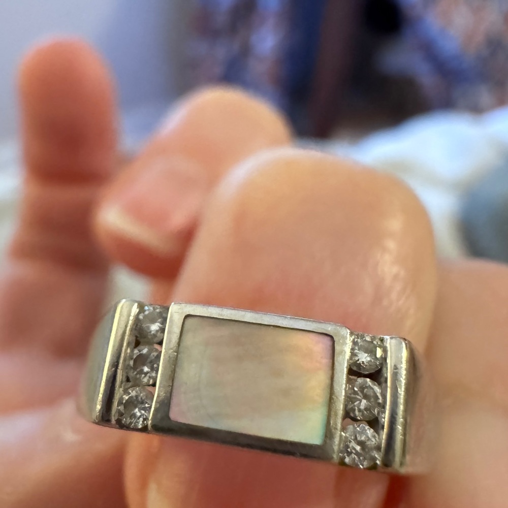 Kabana Solid 14K White Gold Diamond MOP MOTHER OF PEARL Women’s Ring SIZE 6